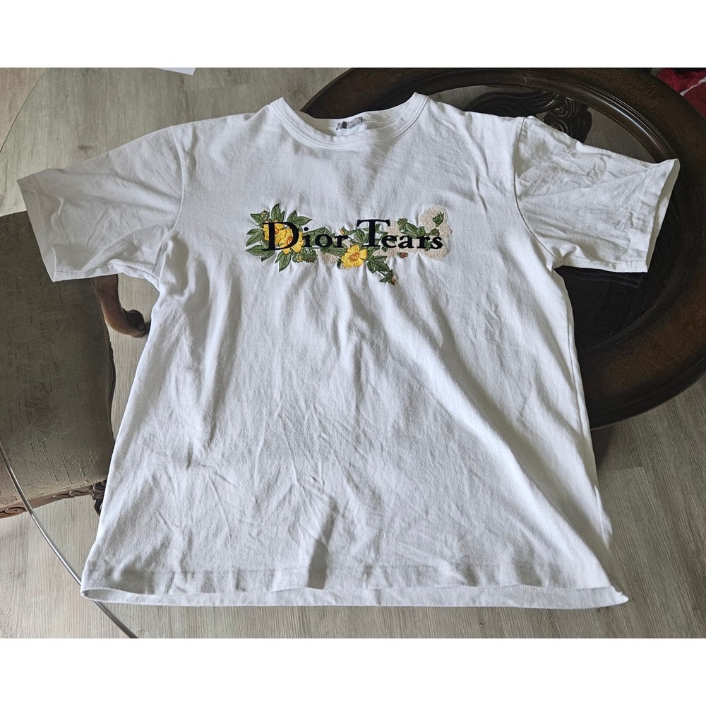 ShirtDior x Denim Tears Embroidered Logo Flower Design T Shirt Used - Picture 2 of 12